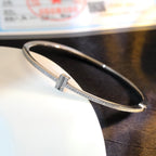 T Bracelet Silver Diamond Paved – LUX VERSE Luxury Designer Fashion Outlet