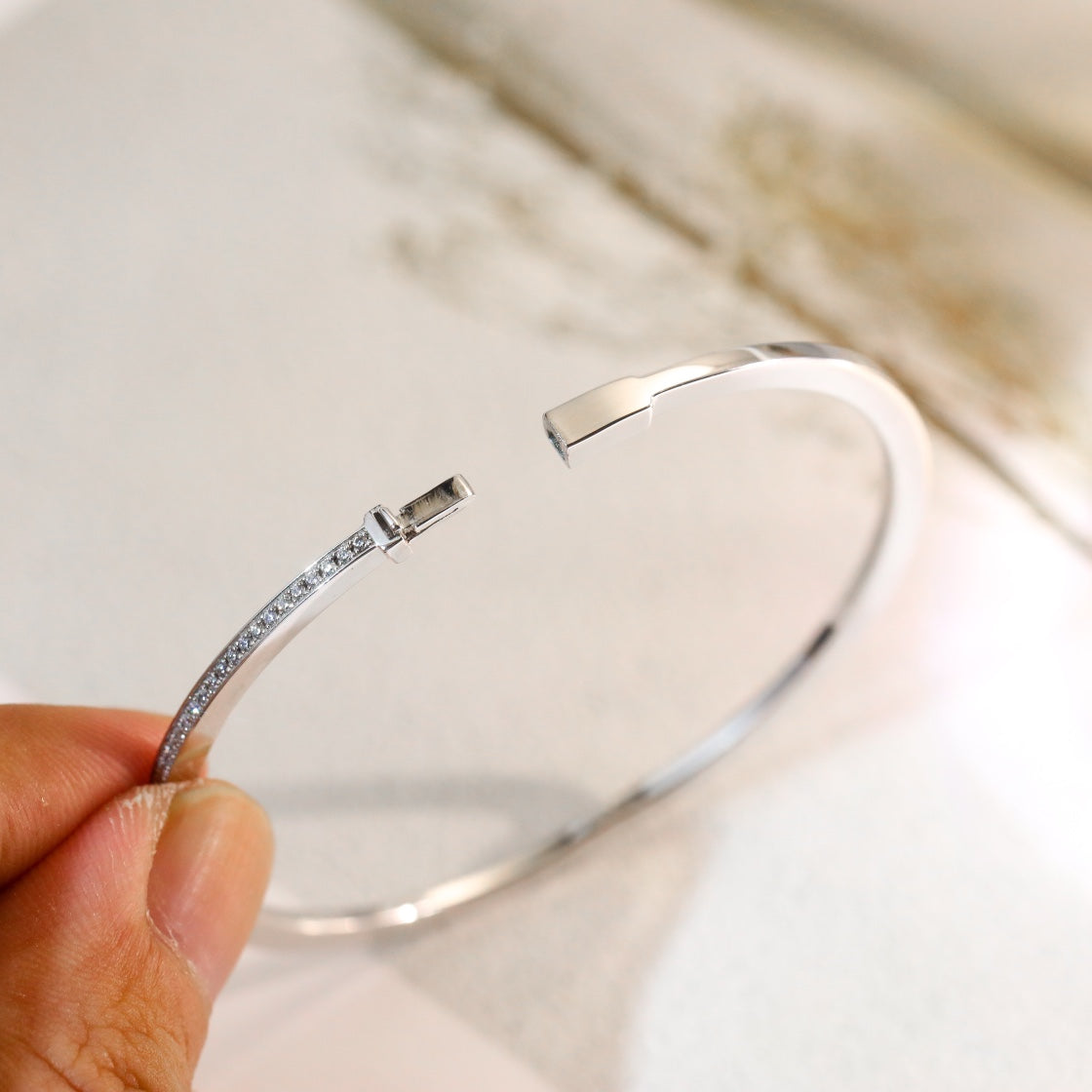 T Bracelet Silver Diamond Paved – LUX VERSE Luxury Designer Fashion Outlet