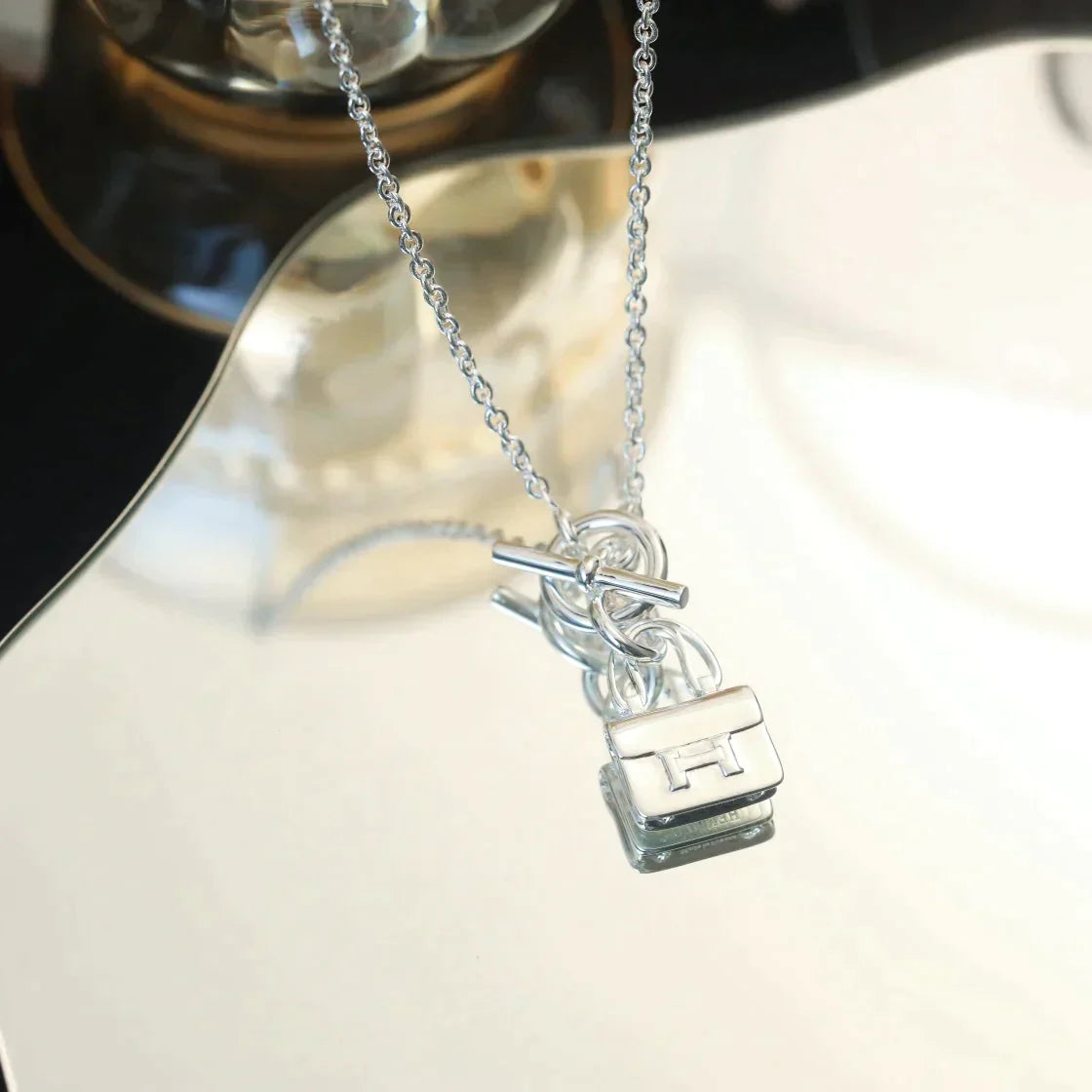Pop H Pedant Silver Necklace – LUX VERSE Luxury Designer Fashion Outlet