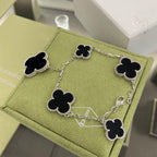 Magic Clover 5 Motifs  Onyx Bracelet Sivler – LUX VERSE Luxury Designer Fashion Outlet