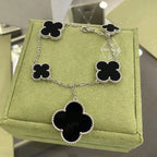 Magic Clover 5 Motifs  Onyx Bracelet Sivler – LUX VERSE Luxury Designer Fashion Outlet