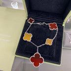 Magic Clover 5 Motifs Carnelian Tiger Eye Bracelet Sivler – LUX VERSE Luxury Designer Fashion Outlet