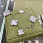 Magic Clover 5 Motifs White Mop Bracelet Sivler – LUX VERSE Luxury Designer Fashion Outlet