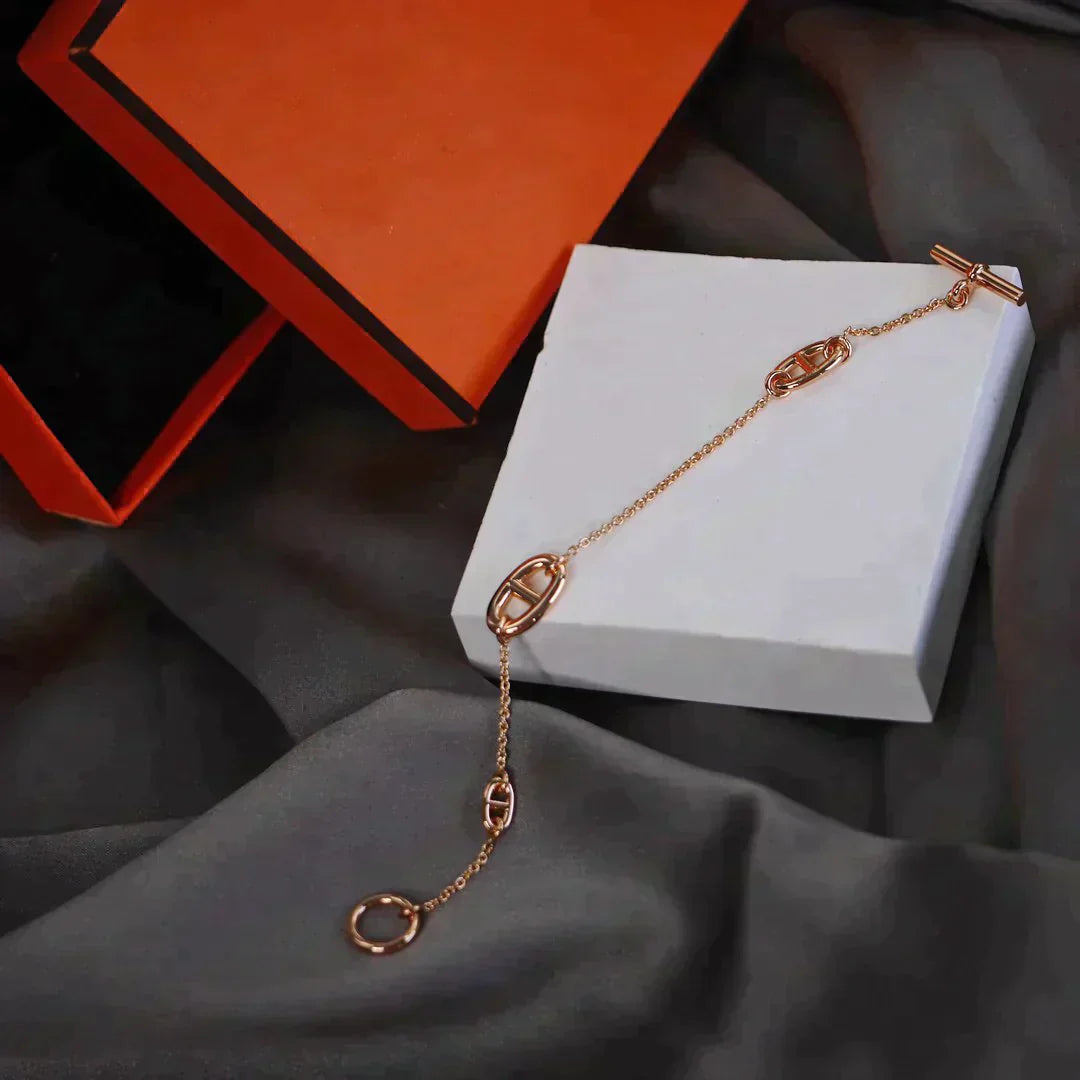 Dancre Chaine 3 Motif Rose Gold Bracelet – LUX VERSE Luxury Designer Fashion Outlet
