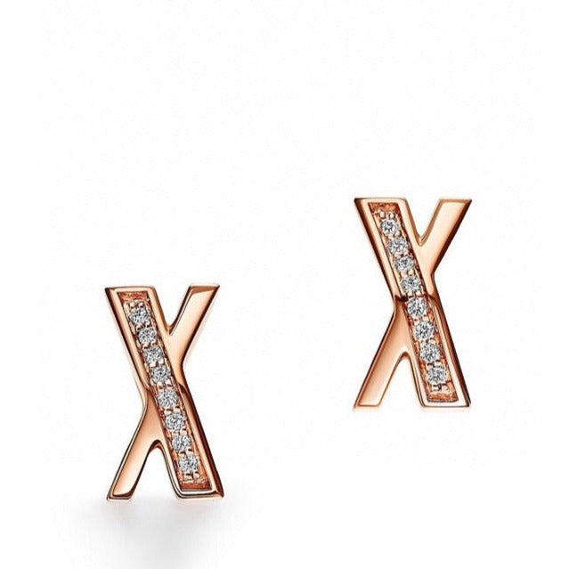 X Earrings Rose Gold Diamonds – LUX VERSE Luxury Designer Fashion Outlet