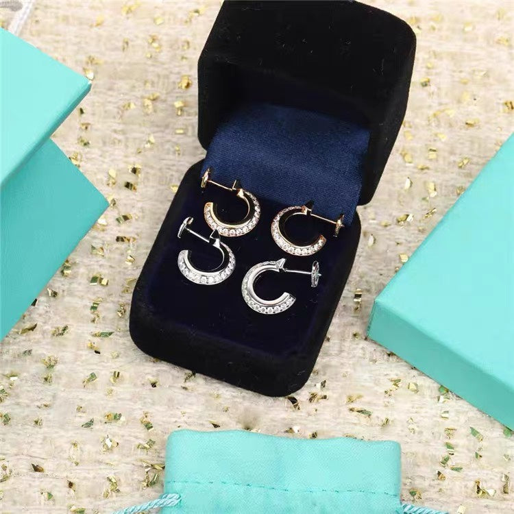 Hoop Earrings in Rose Gold with Diamonds – LUX VERSE Luxury Designer Fashion Outlet