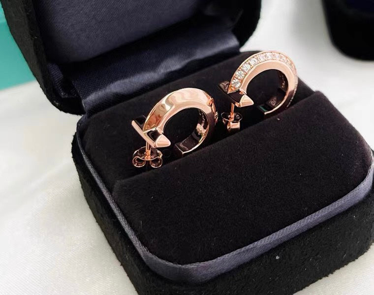 Hoop Earrings in Rose Gold with Diamonds – LUX VERSE Luxury Designer Fashion Outlet
