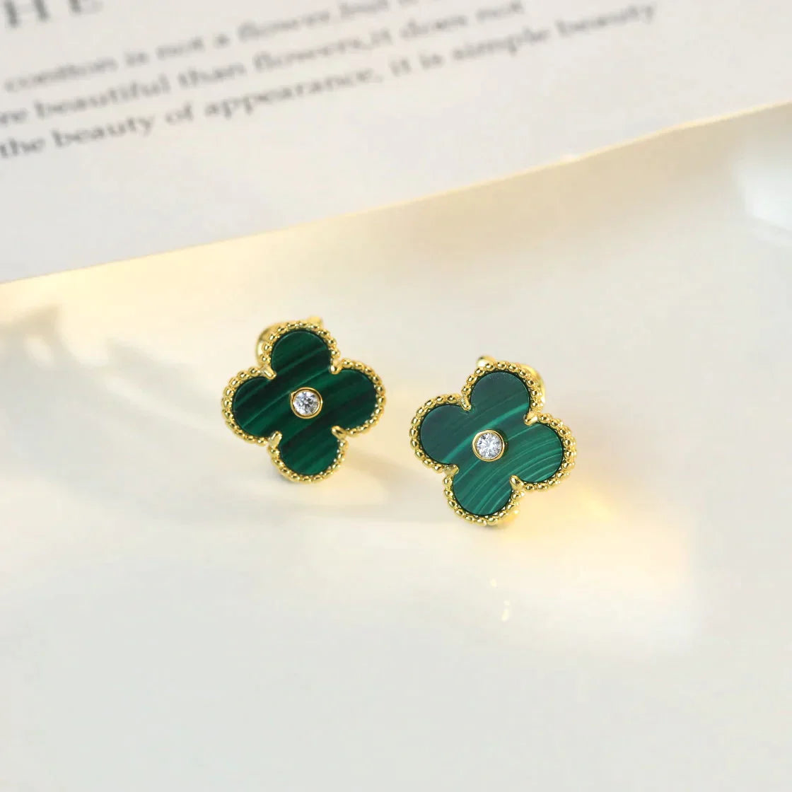 Clover Medium 1 Motifs Malachite Diamond Earrings – LUX VERSE Luxury Designer Fashion Outlet