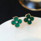Clover Medium 1 Motifs Malachite Diamond Earrings – LUX VERSE Luxury Designer Fashion Outlet