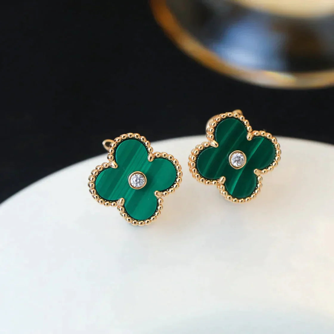 Clover Medium 1 Motifs Malachite Diamond Earrings – LUX VERSE Luxury Designer Fashion Outlet