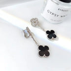 Clover 2 Motifs  Diamond Onyx Earrings Silver – LUX VERSE Luxury Designer Fashion Outlet