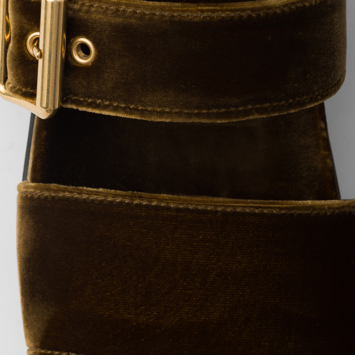 Velvet slides – the footwear defined by metal buckles has comfortable rubber soles and is decorated – LUX VERSE Luxury Designer Fashion Outlet