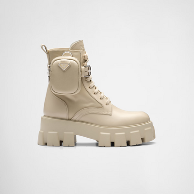 Monolith leather and Re-Nylon boots with pouch - LUX VERSE - Luxury designer fashion outlet