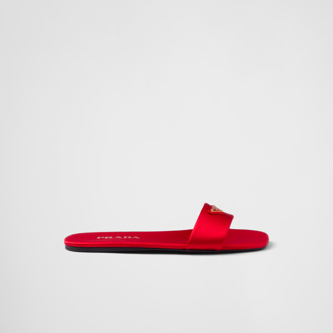Satin slides – these flat slides have a sleek design enriched by the sophisticated satin finish – LUX VERSE Luxury Designer Fashion Outlet