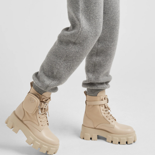 Monolith leather and Re-Nylon boots with pouch - LUX VERSE - Luxury designer fashion outlet