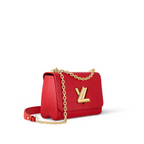 Twist MM Red Handbag – the interior includes a flat back pocket, a pocket with a removable mirror, – LUX VERSE Luxury Designer Fashion Outlet