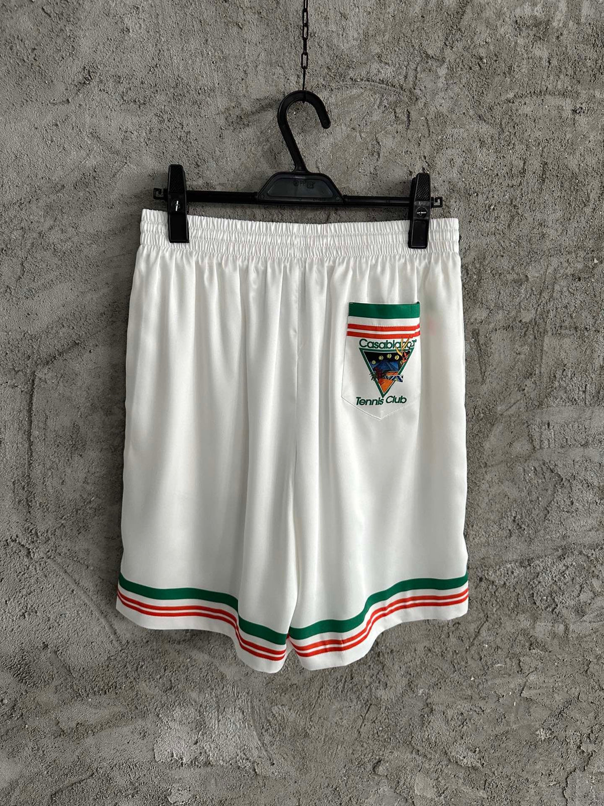 White Cotton Web Stripe Drawstring - Men's