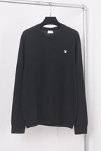 Graues Langarmshirt aus Baumwolle mit Brustlogo – Herren