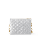 Coussin PM Silver – made from silver-color puffy lambskin, the Coussin PM handbag is embossed with – LUX VERSE Luxury Designer Fashion Outlet