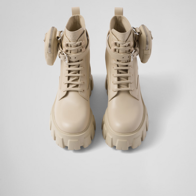 Monolith leather and Re-Nylon boots with pouch - LUX VERSE - Luxury designer fashion outlet