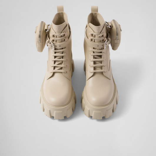 Monolith leather and Re-Nylon boots with pouch - LUX VERSE - Luxury designer fashion outlet
