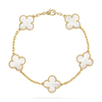 Vintage Alhambra Bracelet, 5 motifs – vintage Alhambra bracelet, 5 motifs, 18K yellow gold, malachite STONE – LUX VERSE Luxury Designer Fashion Outlet