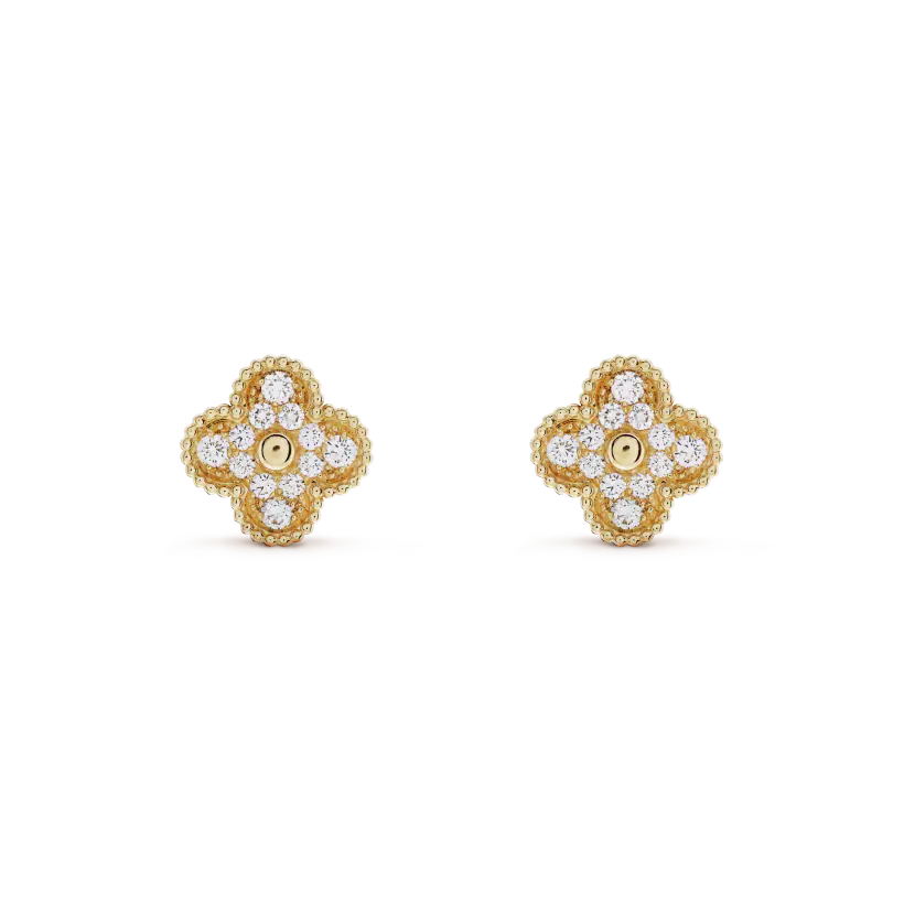 CLOVER MEDIUM 1 MOTIFS FUll DIAMOND EARRINGS – LUX VERSE Luxury Designer Fashion Outlet