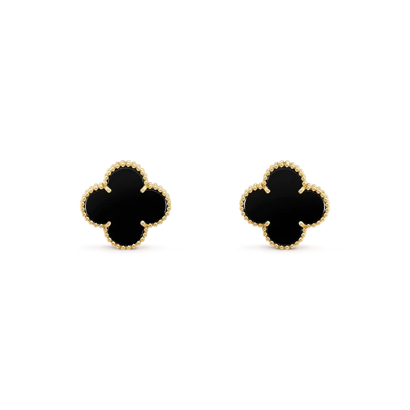 Clover Medium 1 Motifs  Onyx Stud Earrings – LUX VERSE Luxury Designer Fashion Outlet
