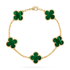 Vintage Alhambra Bracelet, 5 motifs. – vintage Alhambra bracelet, 5 motifs, 18K yellow gold, malachite STONE – LUX VERSE Luxury Designer Fashion Outlet