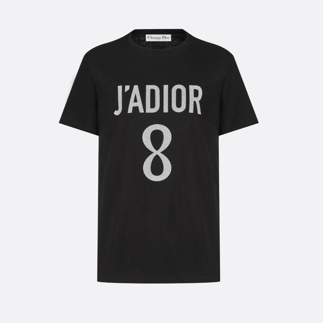 J'Adior 8 T-Shirt – the black T-shirt showcases the J'Adior 8 lettering, in reference to Christian – LUX VERSE Luxury Designer Fashion Outlet