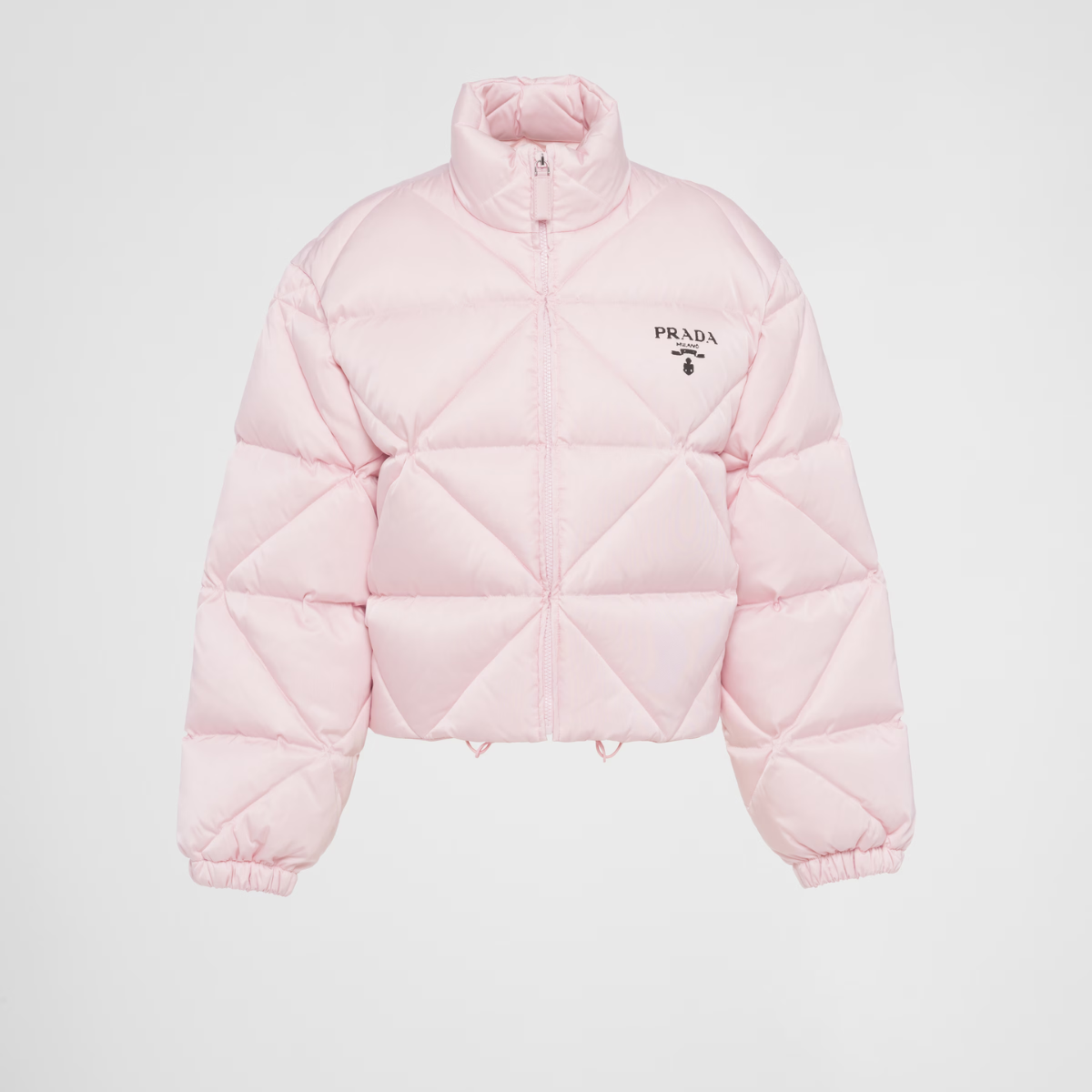 Re-Nylon Gabardine cropped down jacket – large volumes and a vintage inspiration characterize this down jacket made – LUX VERSE Luxury Designer Fashion Outlet