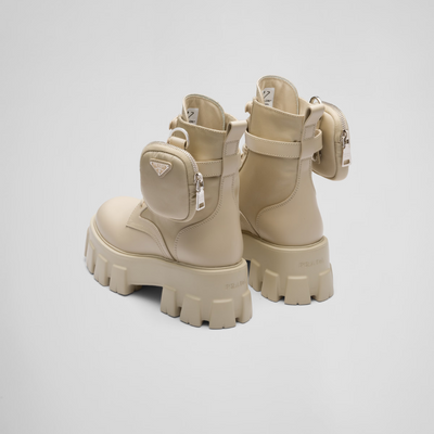 Monolith leather and Re-Nylon boots with pouch - LUX VERSE - Luxury designer fashion outlet