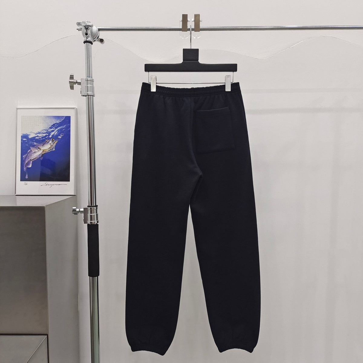 Black Cotton Graphic Joggers - Men's
