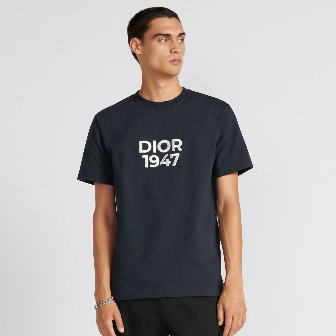 Relaxed-Fit T-Shirt Navy Blue Cotton Jersey – crafted in navy blue cotton jersey, it features a modern ribbed crew neck – LUX VERSE Luxury Designer Fashion Outlet