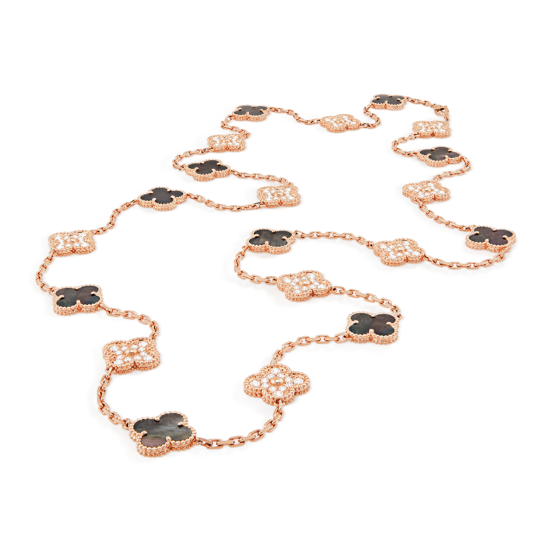 Vintage Alhambra Yellow Gold Bracelet – vintage Alhambra long necklace, 20 motifs, 18K rose gold, gray mother-of-pearl, – LUX VERSE Luxury Designer Fashion Outlet