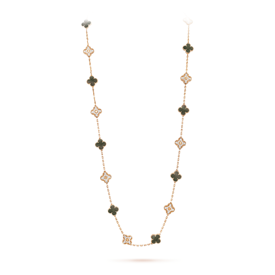 Vintage Alhambra Yellow Gold Bracelet – vintage Alhambra long necklace, 20 motifs, 18K rose gold, gray mother-of-pearl, – LUX VERSE Luxury Designer Fashion Outlet