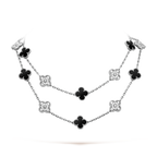 Clover 20 Motifs Onyx Diamond Necklace Silver – LUX VERSE Luxury Designer Fashion Outlet
