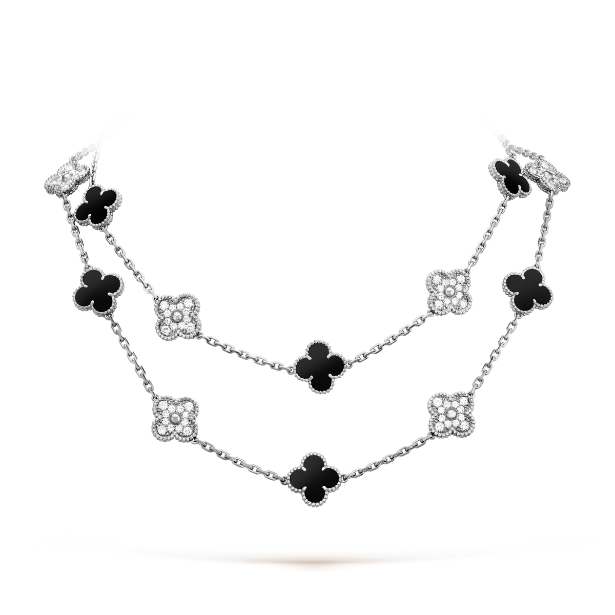 Clover 20 Motifs Onyx Diamond Necklace Silver – LUX VERSE Luxury Designer Fashion Outlet