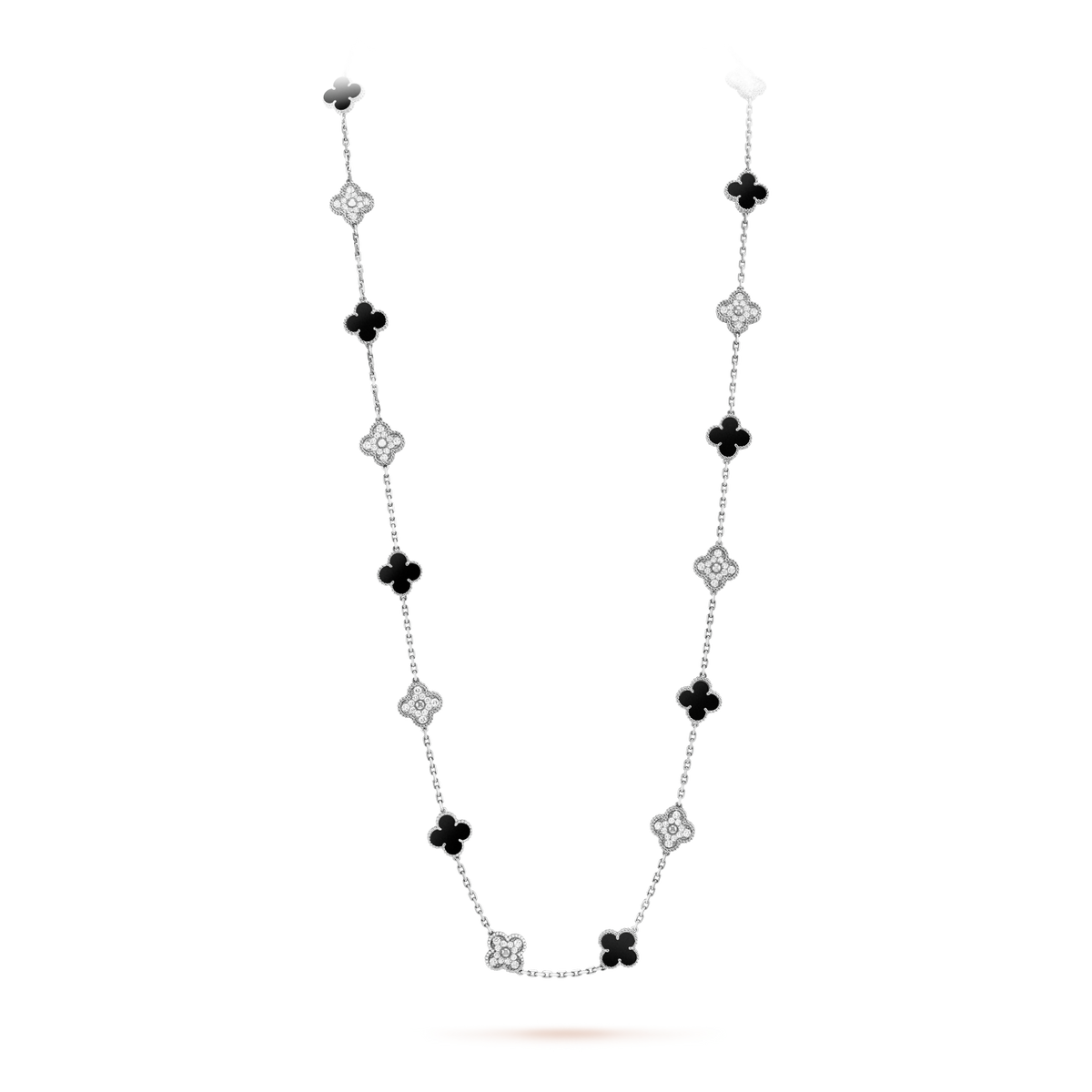 Clover 20 Motifs Onyx Diamond Necklace Silver – LUX VERSE Luxury Designer Fashion Outlet