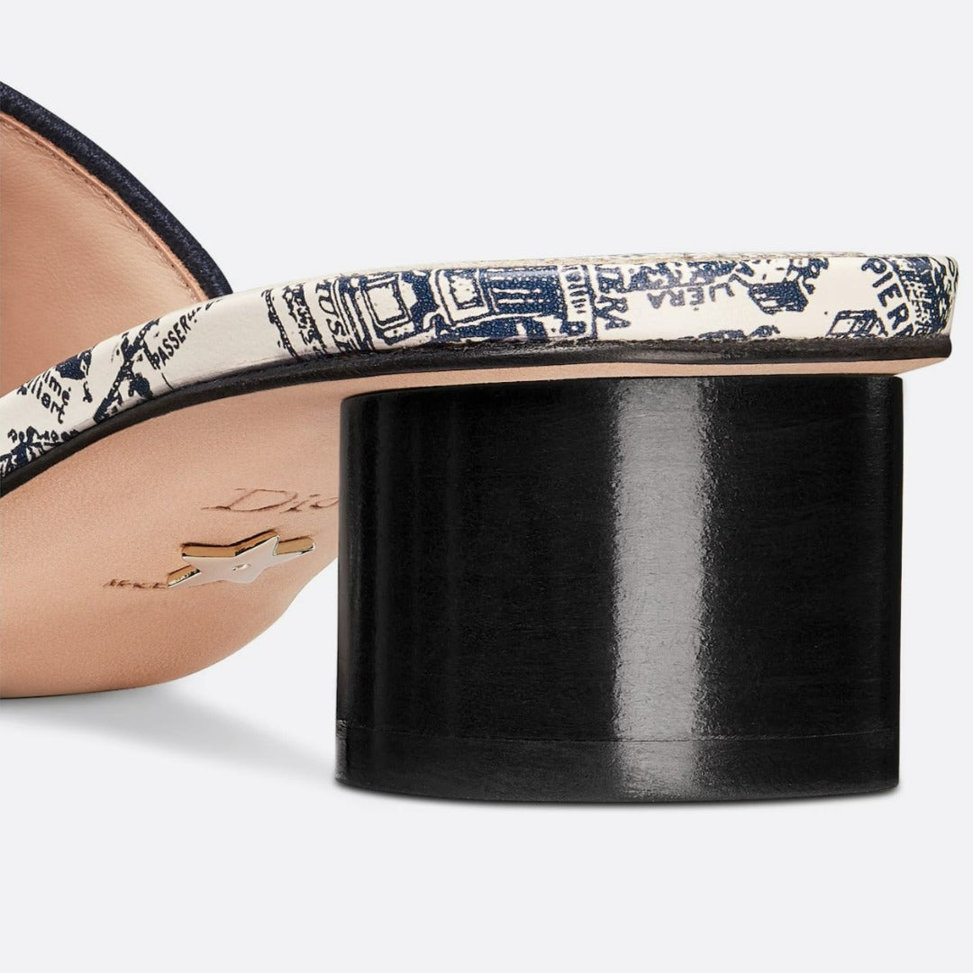 Knitted Beach Womens Sandals Slippers – the white and navy blue cotton upper, embroidered with the Christian Paris – LUX VERSE Luxury Designer Fashion Outlet