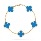 Vintage Alhambra Bracelet, 5 motifs. – vintage Alhambra bracelet, 5 motifs, 18K yellow gold, malachite STONE – LUX VERSE Luxury Designer Fashion Outlet