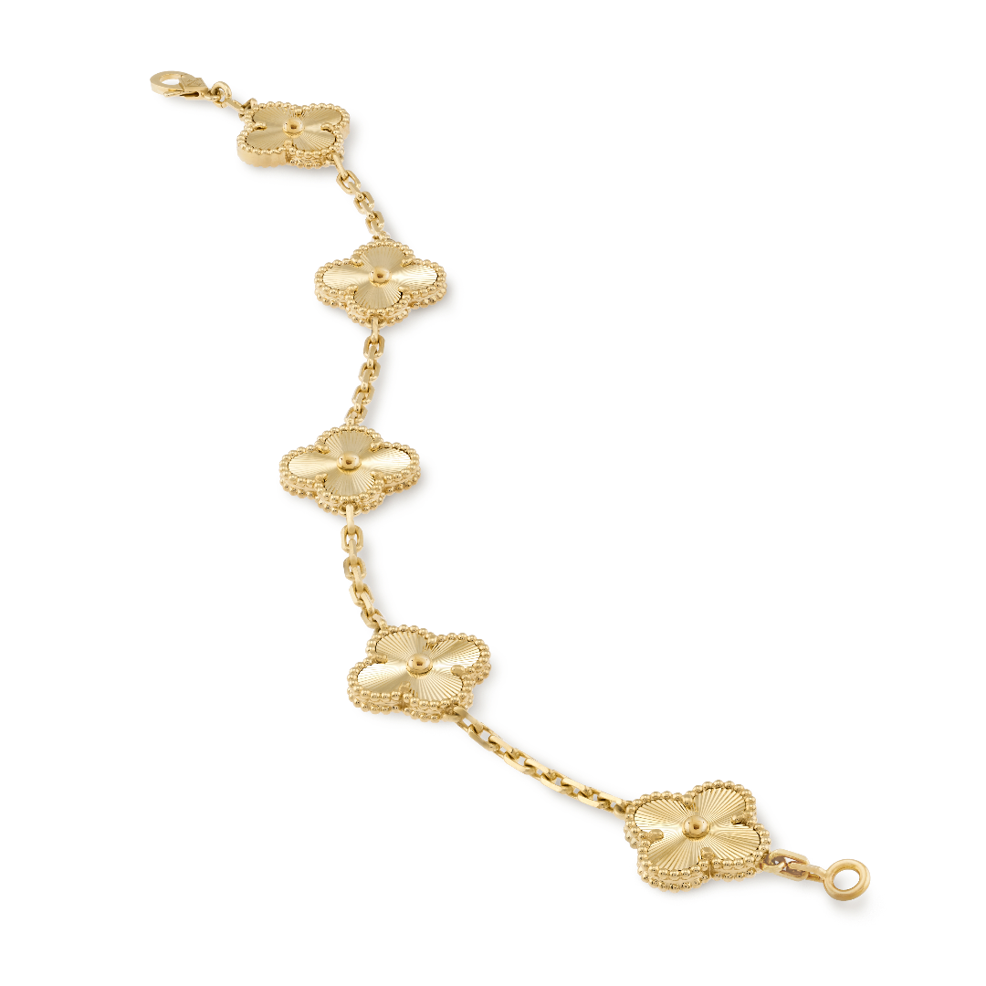 Pulsera Vintage Alhambra – sTONE STONE Mother-of-pearl: 5 stones As each stone is unique, its color and – LUX VERSE Luxury Designer Fashion Outlet