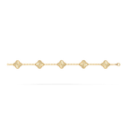 Pulsera Vintage Alhambra – vintage Alhambra bracelet, 5 motifs, rhodium plated 18K white gold, white – LUX VERSE Luxury Designer Fashion Outlet
