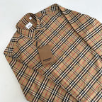 Beige Baumwoll-Langarmshirt mit Vintage Check – Herren