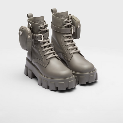 Monolith leather and Re-Nylon boots with pouch - LUX VERSE - Luxury designer fashion outlet