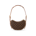 Croissant MM – monogram coated canvas Natural cowhide-leather trim Textile lining Gold-color – LUX VERSE Luxury Designer Fashion Outlet