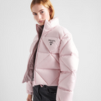 Re-Nylon Gabardine cropped down jacket – large volumes and a vintage inspiration characterize this down jacket made – LUX VERSE Luxury Designer Fashion Outlet