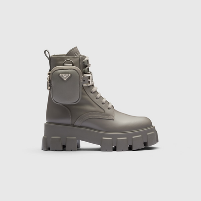 Monolith leather and Re-Nylon boots with pouch - LUX VERSE - Luxury designer fashion outlet