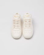 Leather sporty sneakers – upper with rubber toe cap Leather lining--Embossed rubber triangle logo Logo-print – LUX VERSE Luxury Designer Fashion Outlet