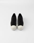 Fabric sneakers – upper with rubber toe cap Leather lining--Embossed rubber triangle logo Logo-print – LUX VERSE Luxury Designer Fashion Outlet